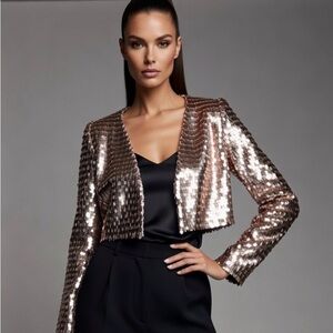 Nasty Gal Shimmering Sequin Blazer in Rose Gold XSmall XS $120
